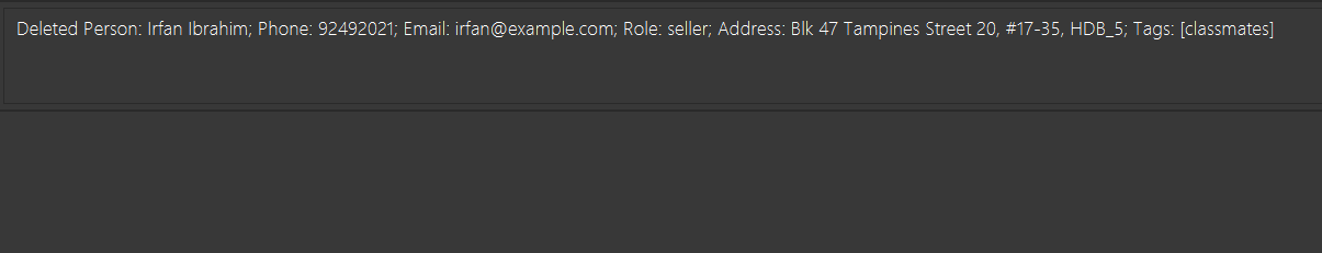 result for `delete 1`